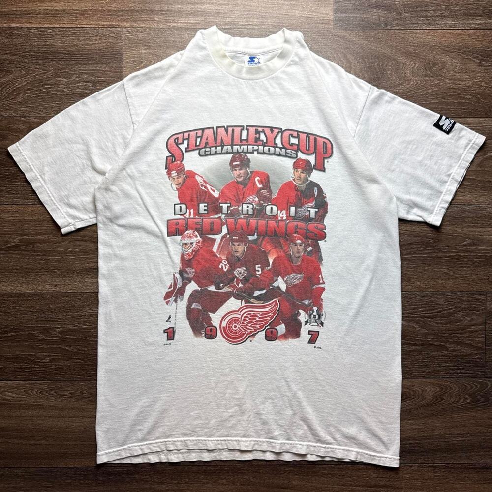 Vintage 1997 Detroit Red Wings Stanley Cup Champions White Tee